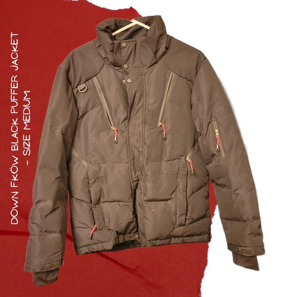 DOWN FKÖW Black Puffer Jacket – Medium, Warm Winter Coat - Picture 1 of 5